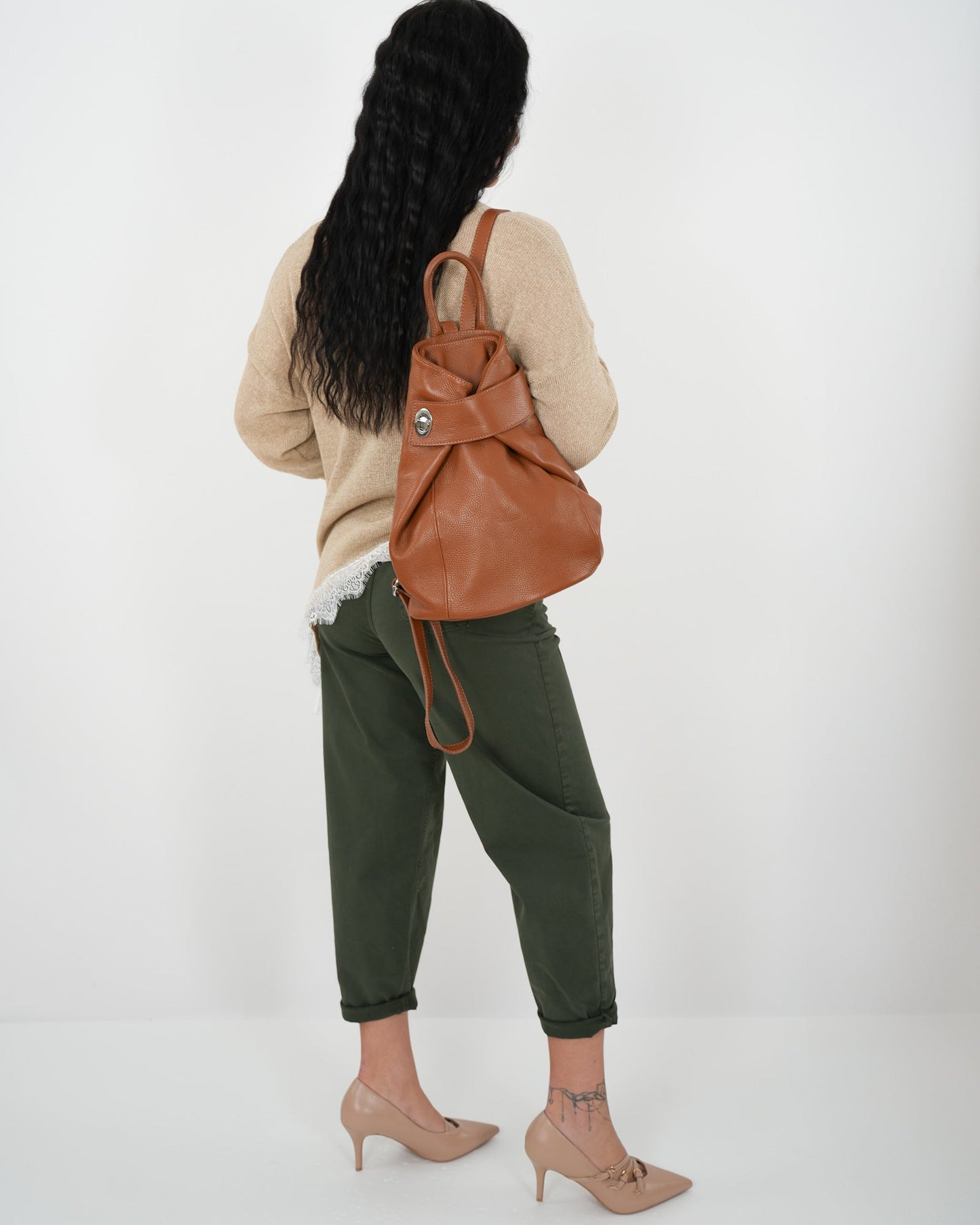 ZAINO "Brigitte" VERA PELLE in paleTTe. abbigliamento
