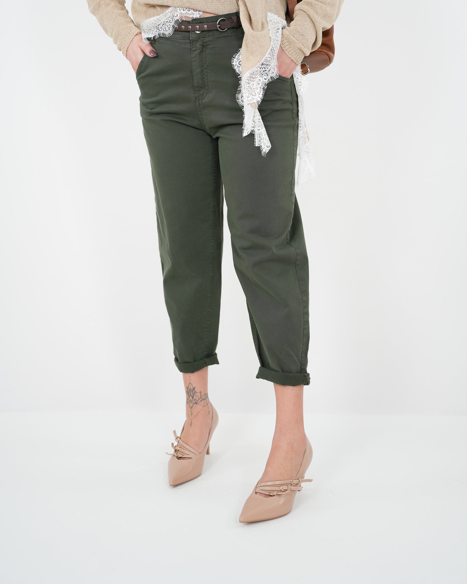 PANTALONE "Olimpia" VERDE in paleTTe. abbigliamento