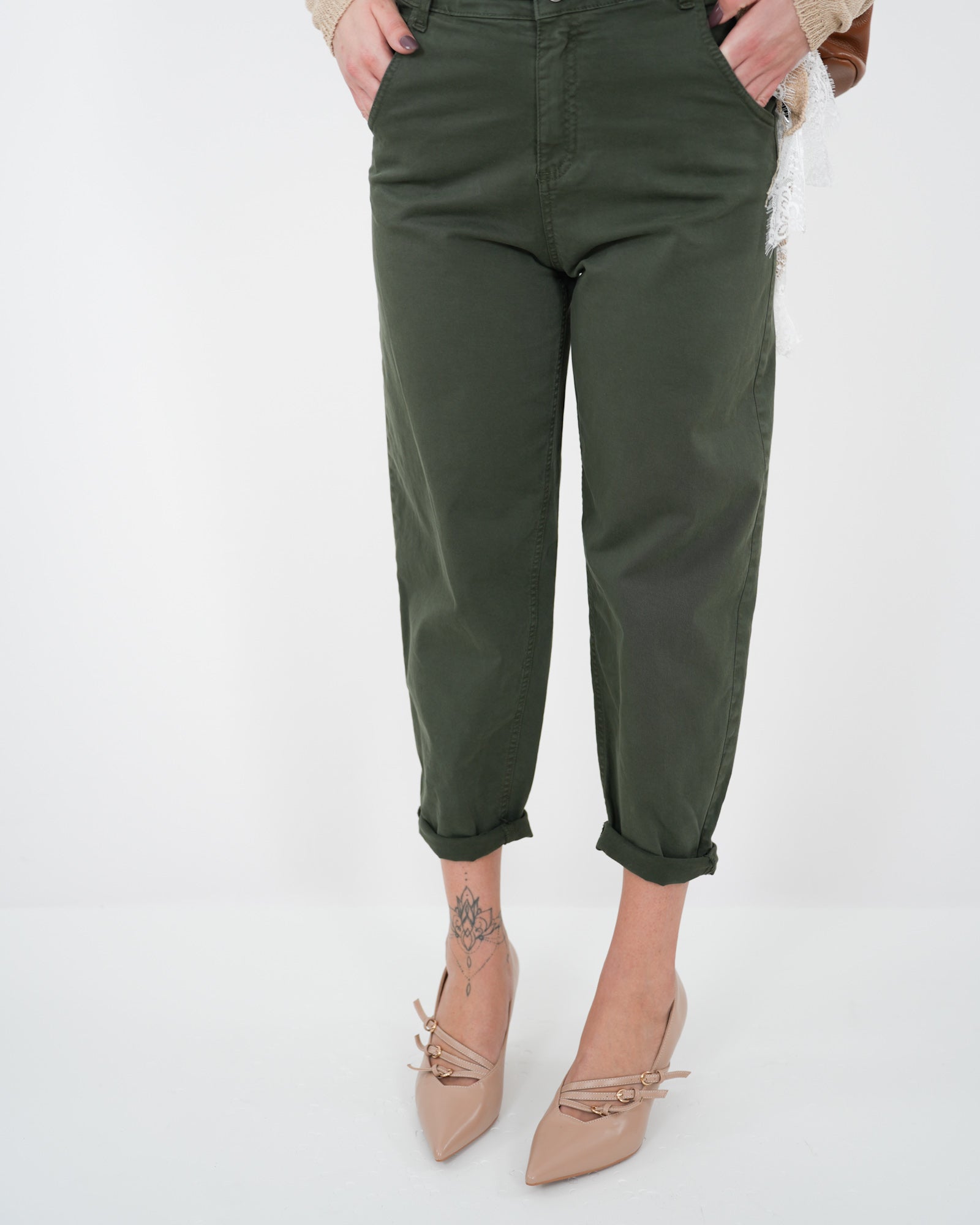 PANTALONE "Olimpia" VERDE in paleTTe. abbigliamento