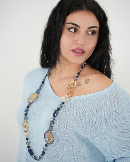 COLLANA LUNGA ALBERO DELLA VITA in paleTTe. abbigliamento