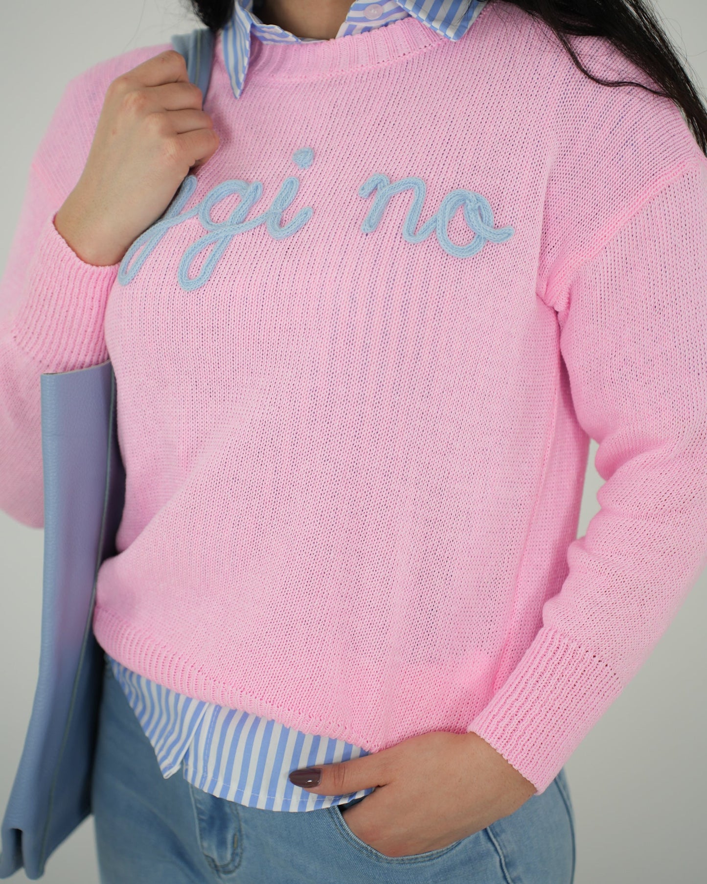 MAGLIA "Oggi no" ROSA in paleTTe. abbigliamento