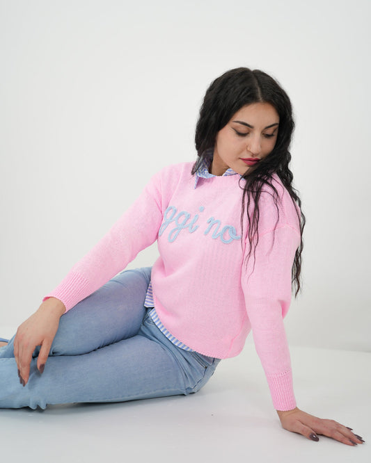 MAGLIA "Oggi no" ROSA in paleTTe. abbigliamento