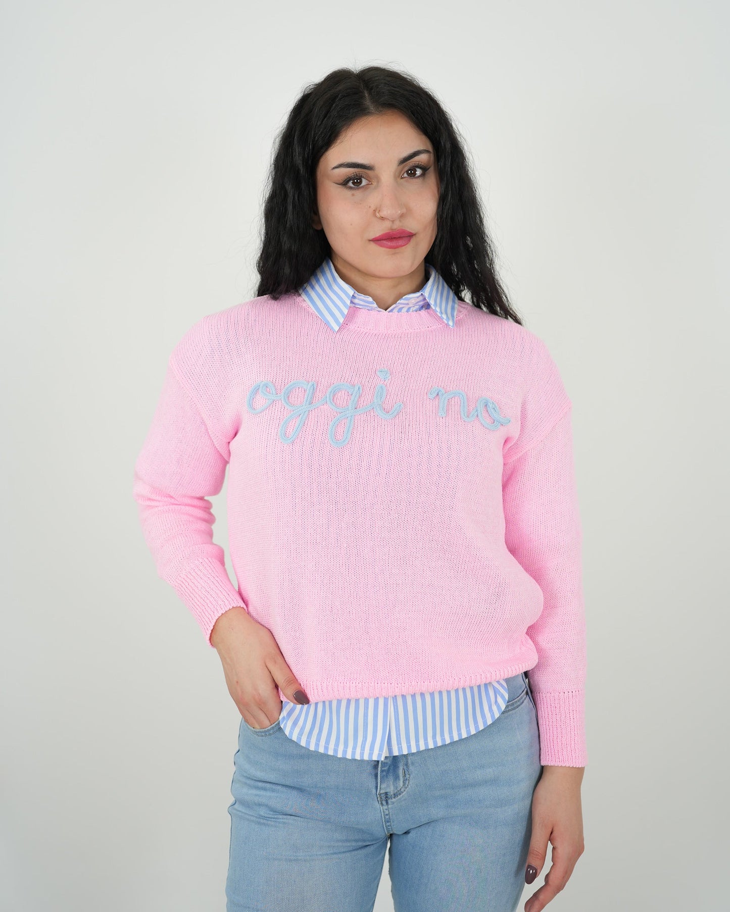 MAGLIA "Oggi no" ROSA in paleTTe. abbigliamento