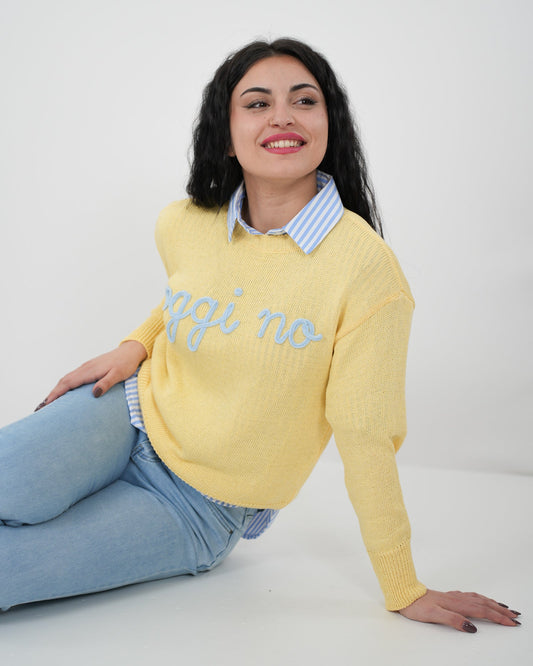 MAGLIA "Oggi no" GIALLA in paleTTe. abbigliamento