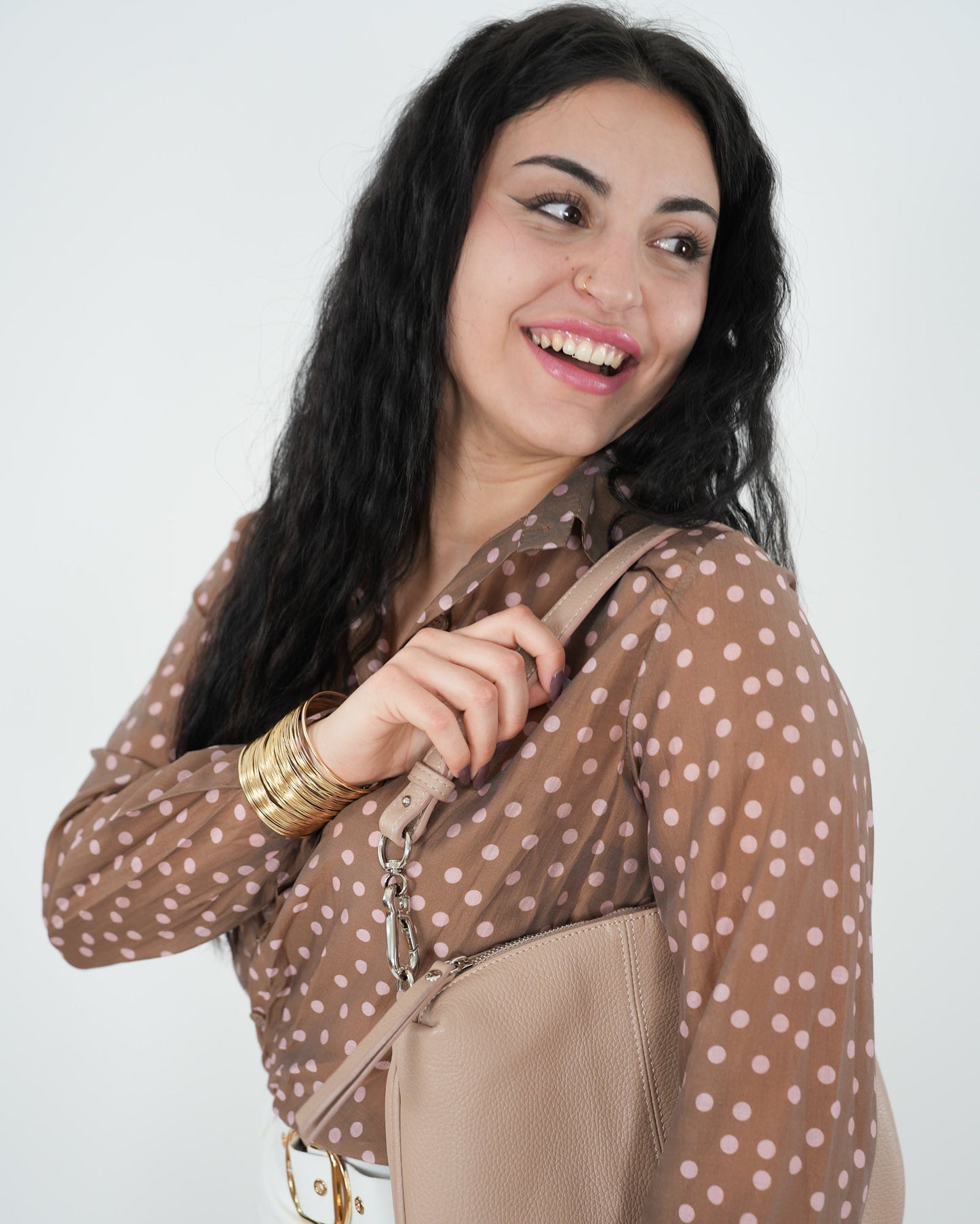CAMICIA A POIS "Selene" in paleTTe. abbigliamento