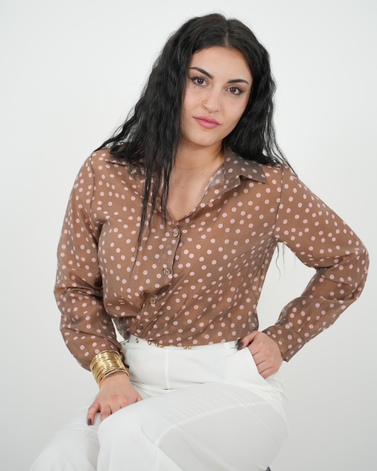 CAMICIA A POIS "Selene" in paleTTe. abbigliamento