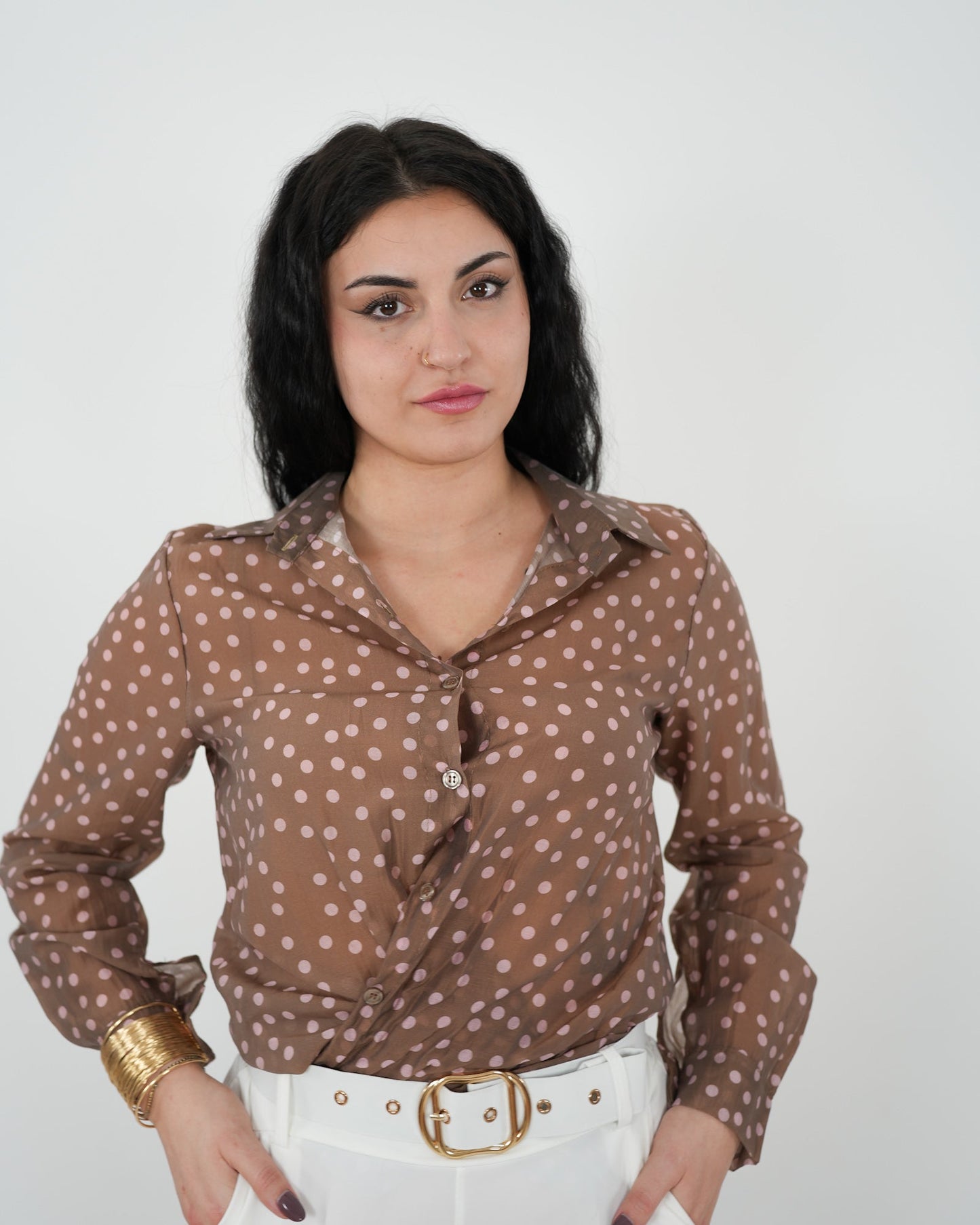 CAMICIA A POIS "Selene" in paleTTe. abbigliamento