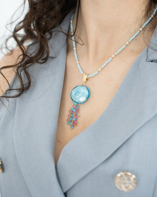 COLLANA OCEANO DI LUCE in paleTTe. abbigliamento