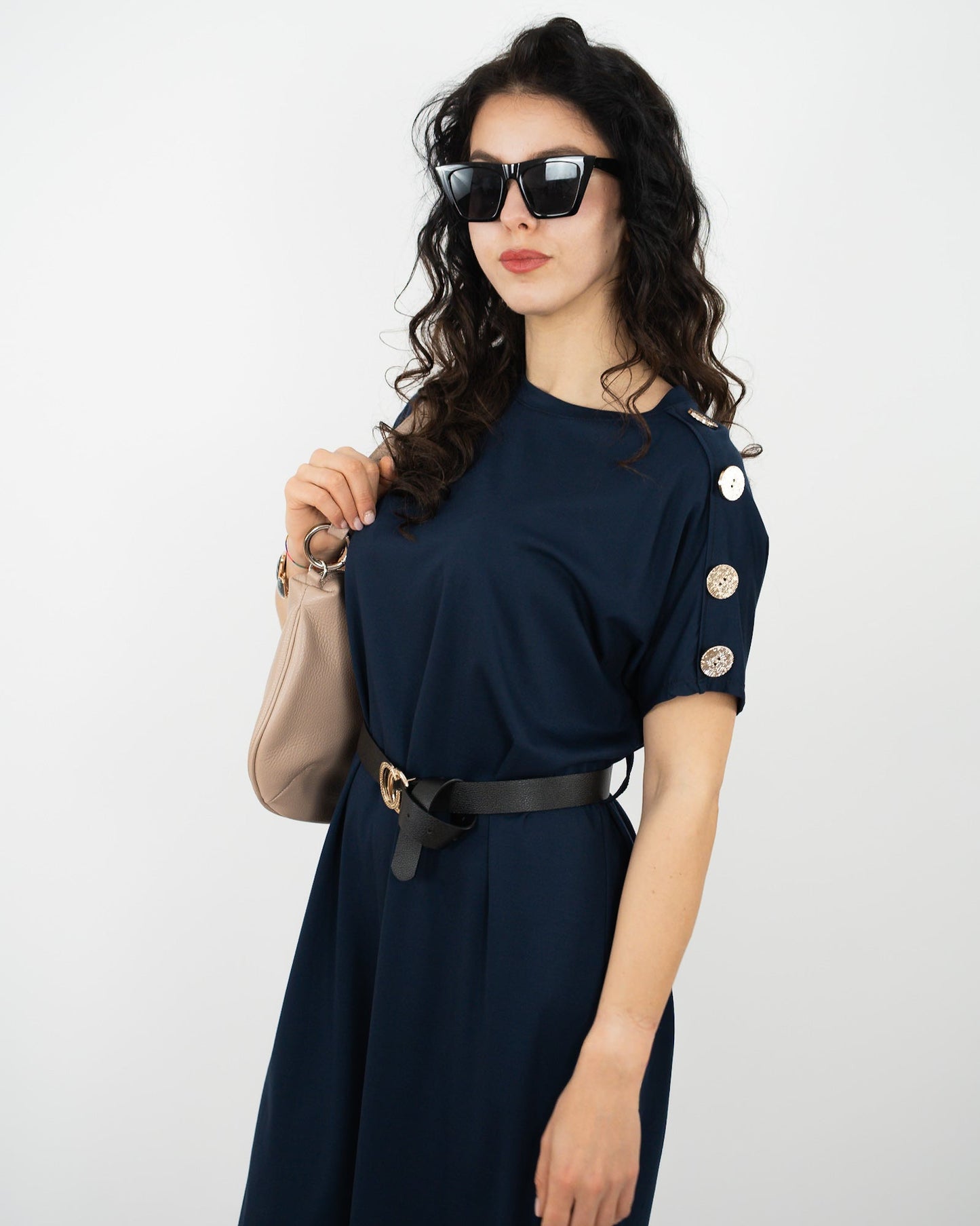 VESTITO DETTAGLIO MANICA - blu in paleTTe. abbigliamento