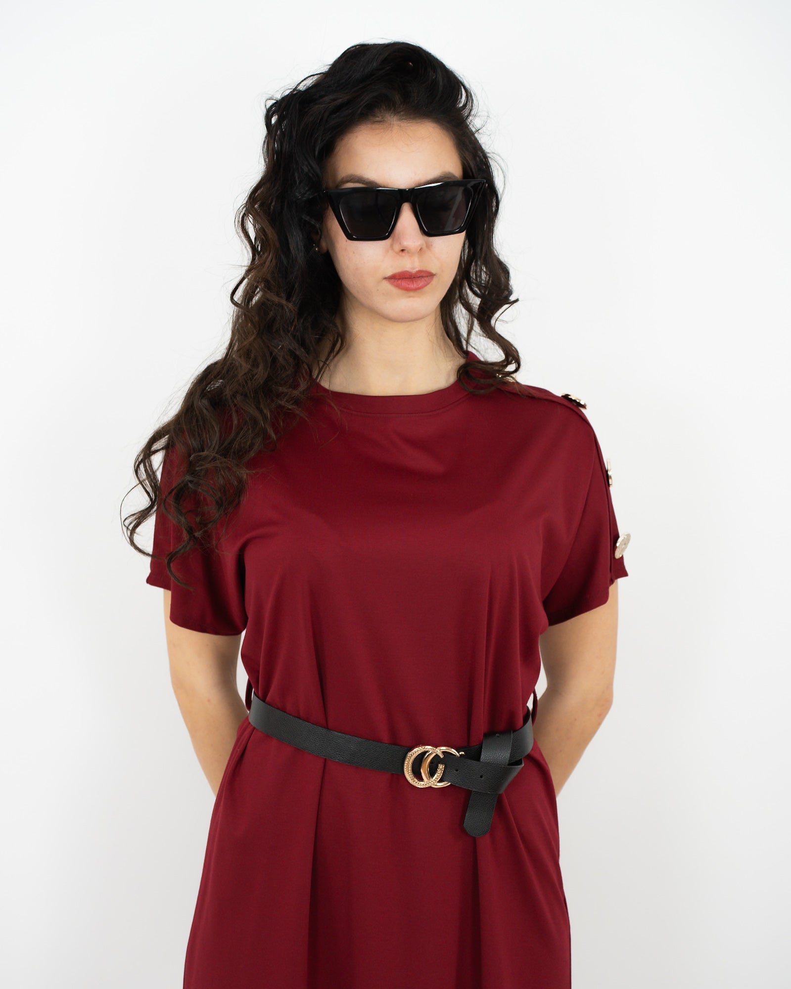 VESTITO DETTAGLIO MANICA - bordeaux in paleTTe. abbigliamento