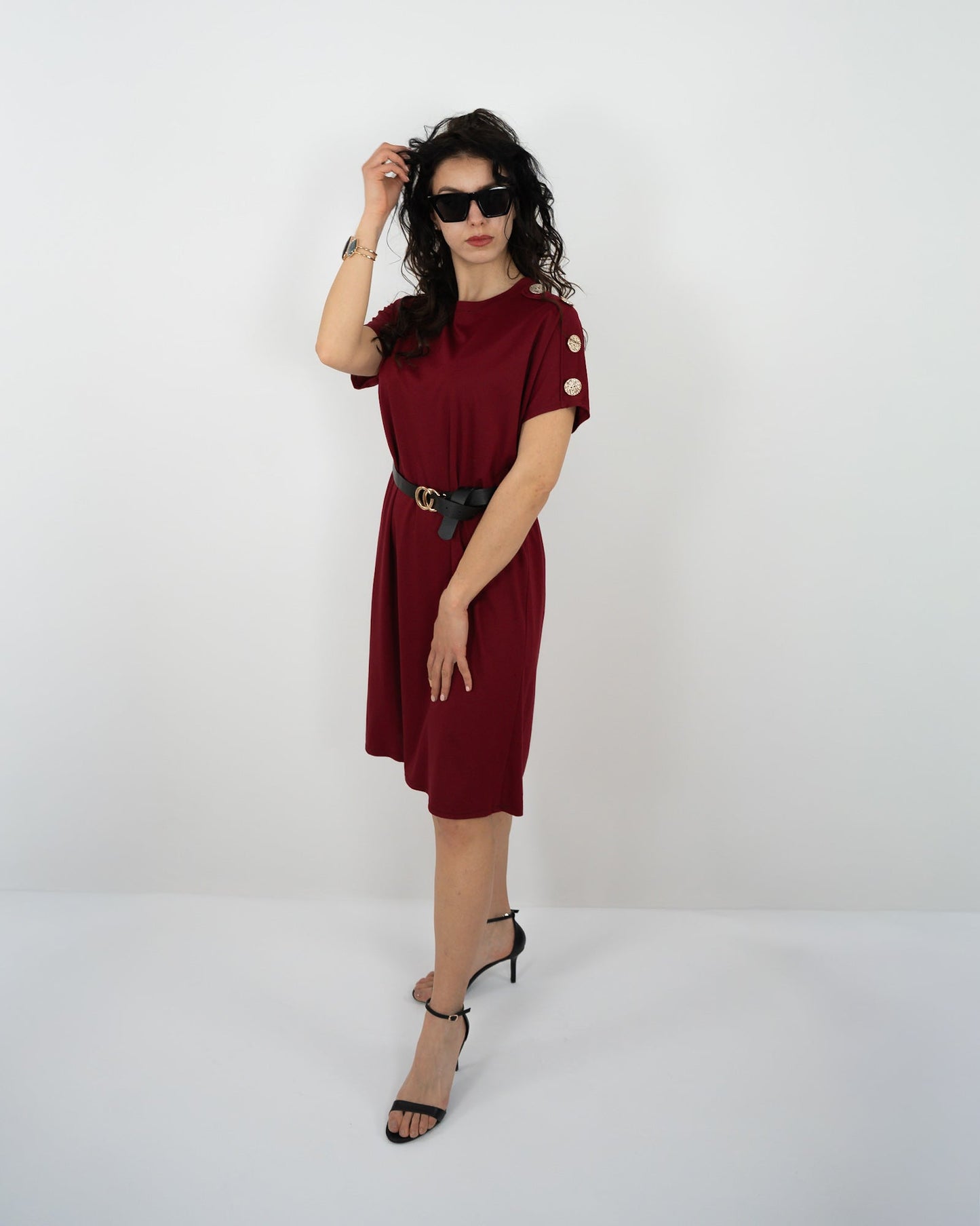 VESTITO DETTAGLIO MANICA - bordeaux in paleTTe. abbigliamento