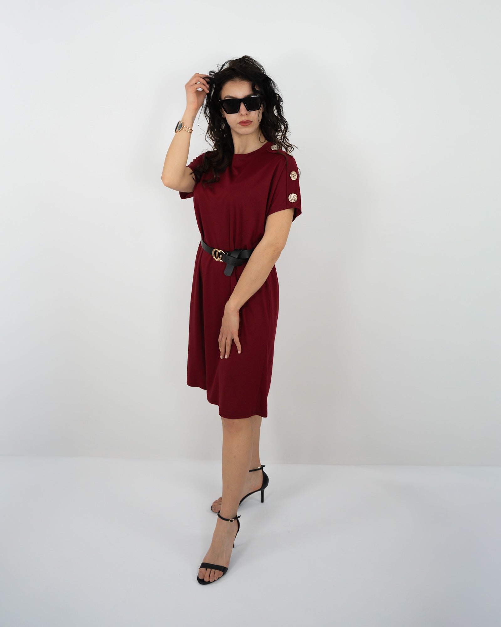 VESTITO DETTAGLIO MANICA - bordeaux in paleTTe. abbigliamento