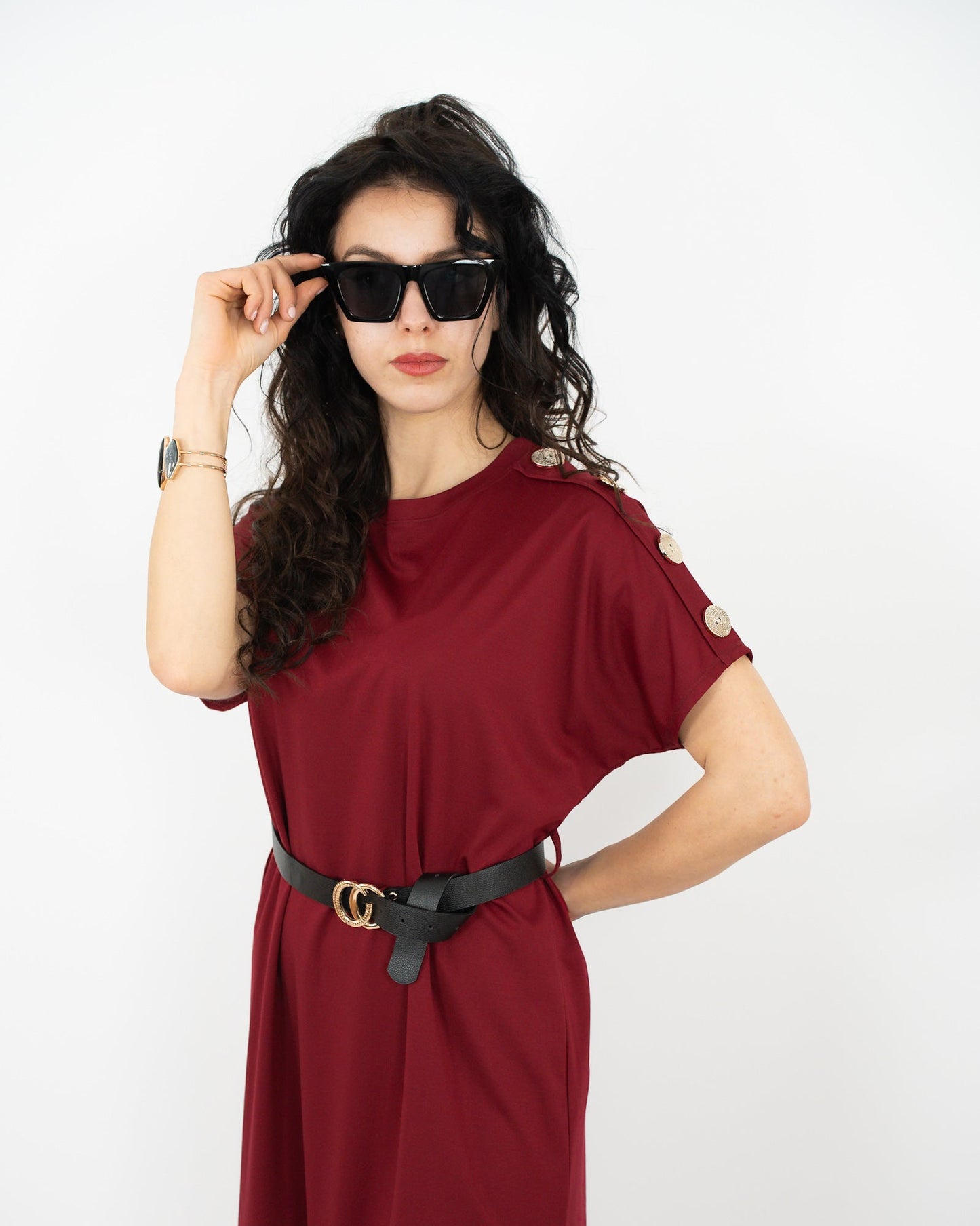 VESTITO DETTAGLIO MANICA - bordeaux in paleTTe. abbigliamento