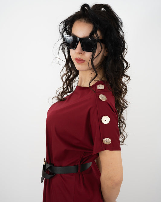 VESTITO DETTAGLIO MANICA - bordeaux in paleTTe. abbigliamento