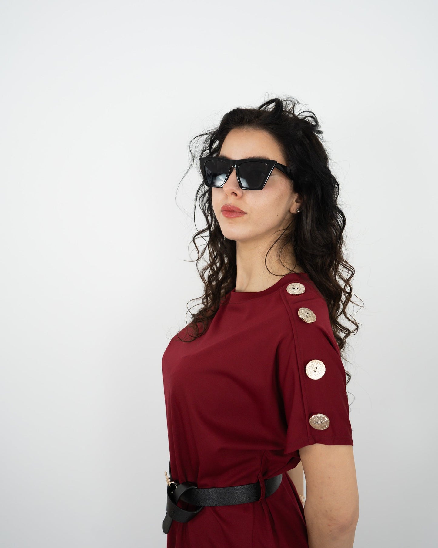 VESTITO DETTAGLIO MANICA - bordeaux in paleTTe. abbigliamento