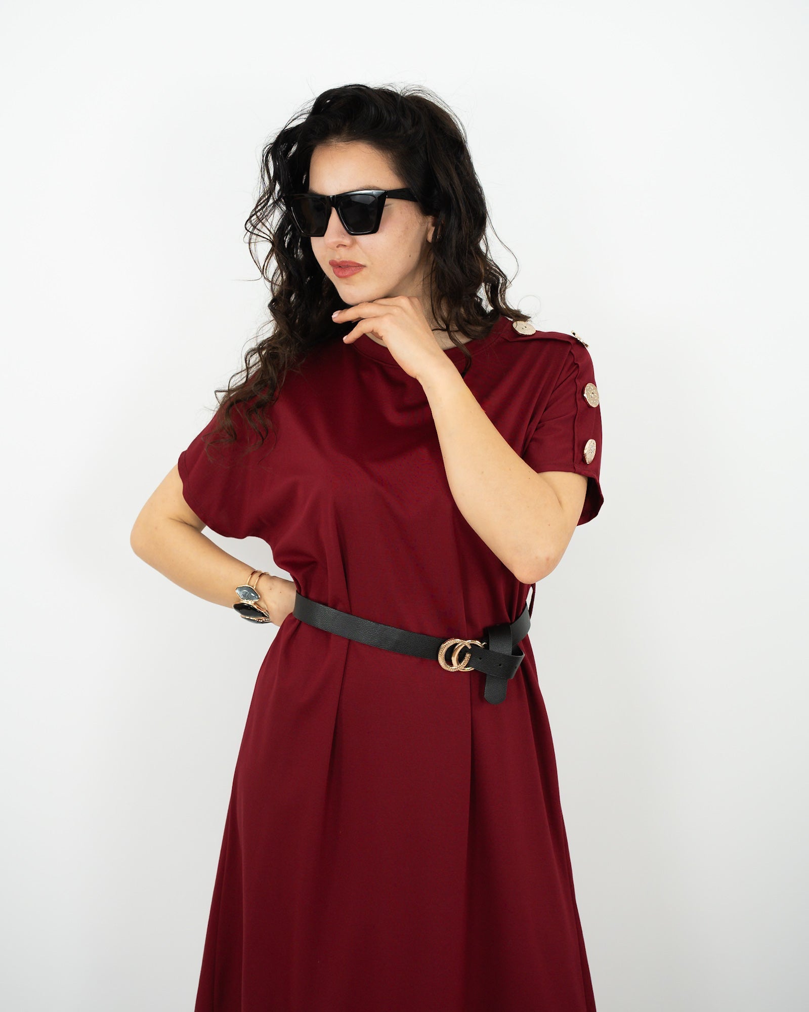 VESTITO DETTAGLIO MANICA - bordeaux in paleTTe. abbigliamento