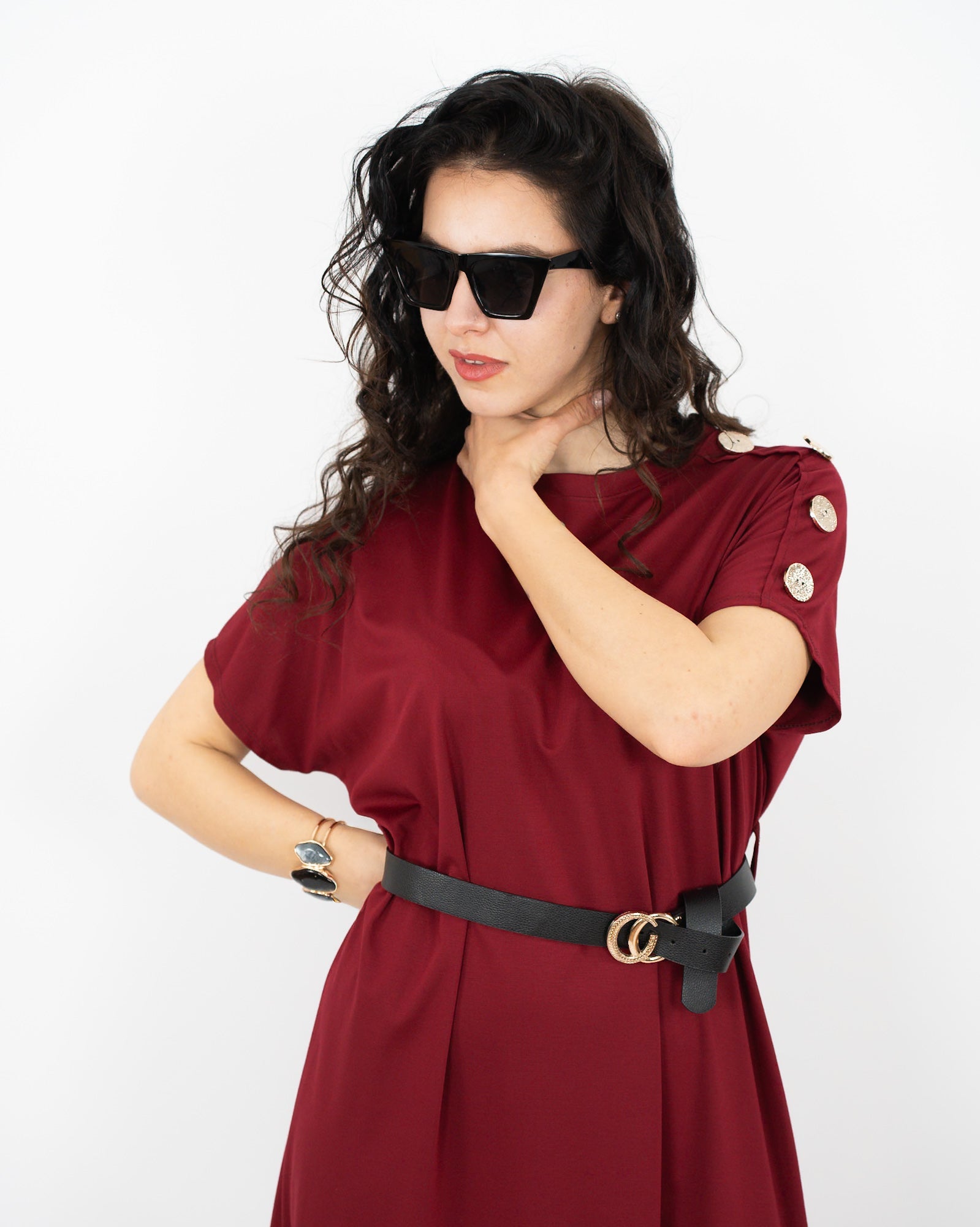 VESTITO DETTAGLIO MANICA - bordeaux in paleTTe. abbigliamento