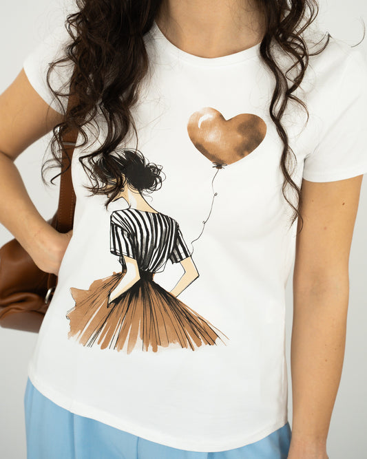 T-SHIRT BALLERINA - marrone