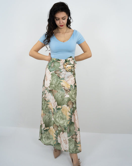 GONNA FIORATA - verde in paleTTe. abbigliamento