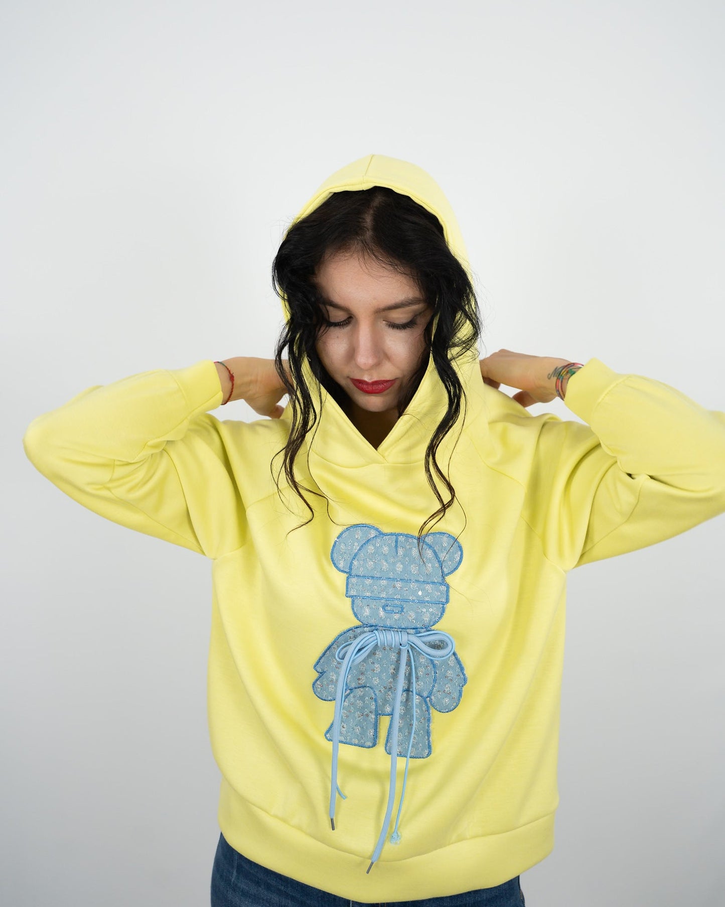 FELPA ORSO BRILLANTINI E CAPPUCCIO in paleTTe. abbigliamento