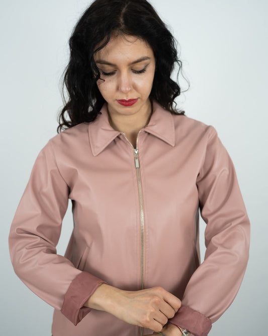 GIACCA IN ECOPELLE - rosa in paleTTe. abbigliamento