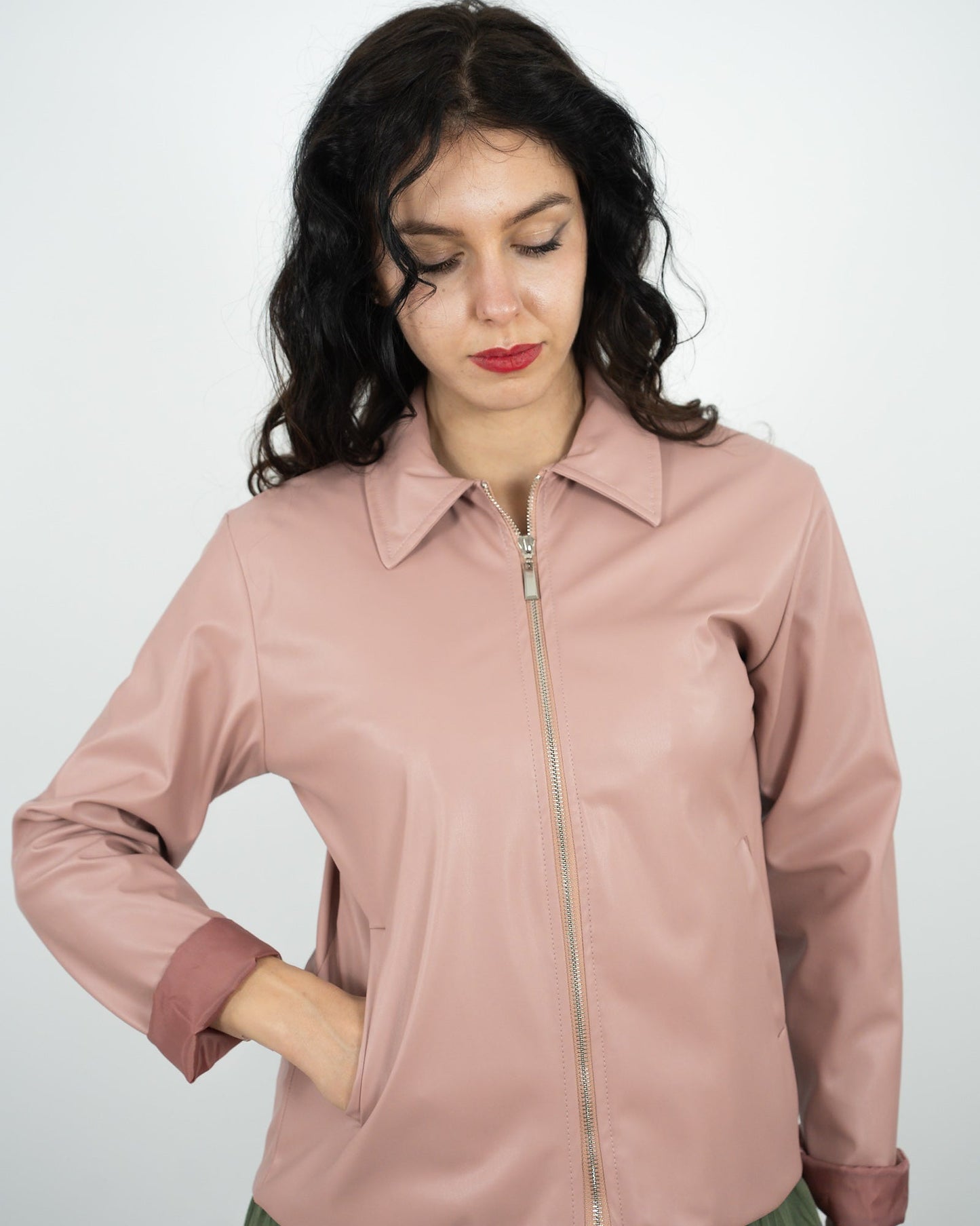 GIACCA IN ECOPELLE - rosa in paleTTe. abbigliamento