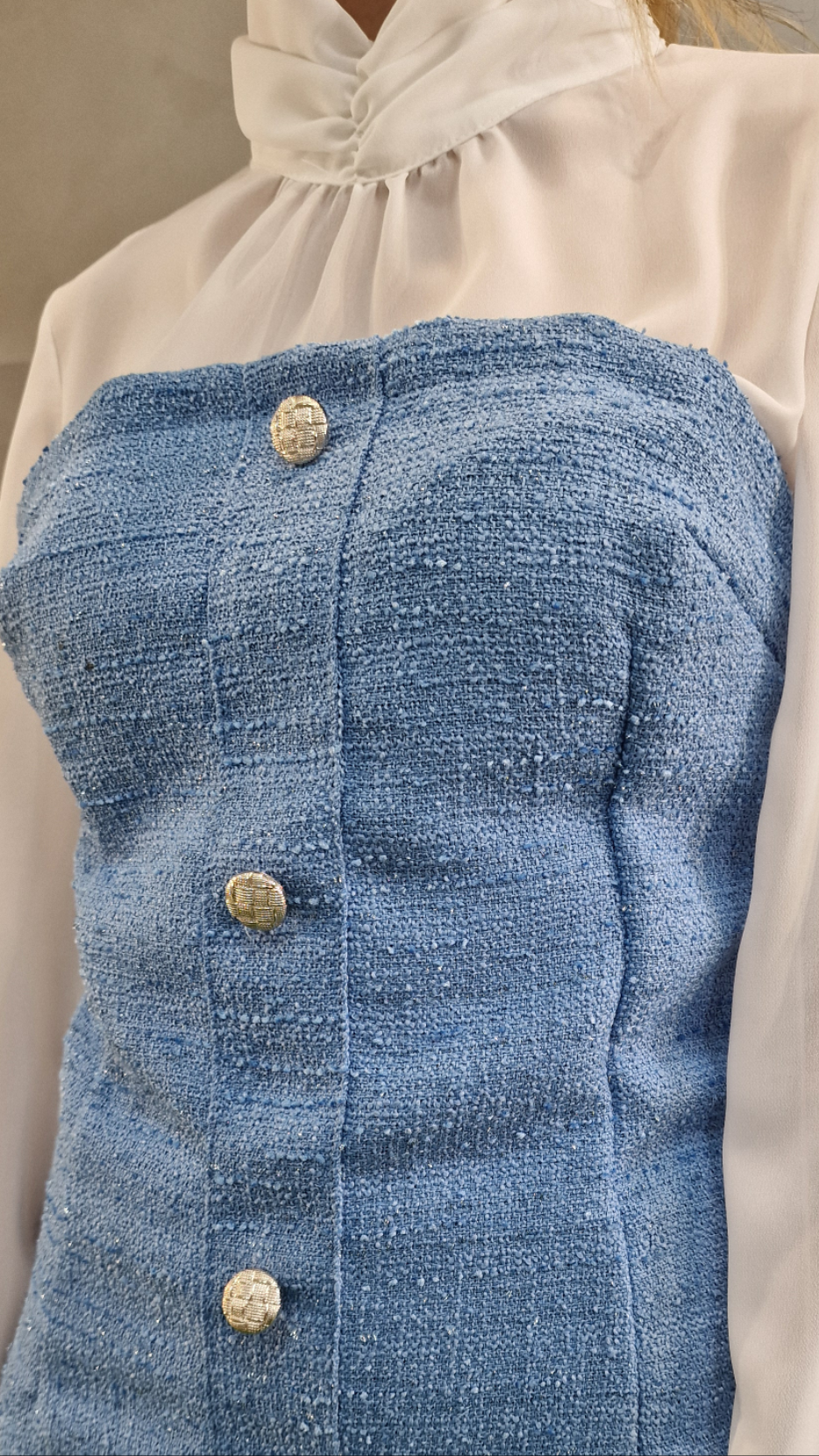 ABITO CORTO IN TWEED - in paleTTe. abbigliamento