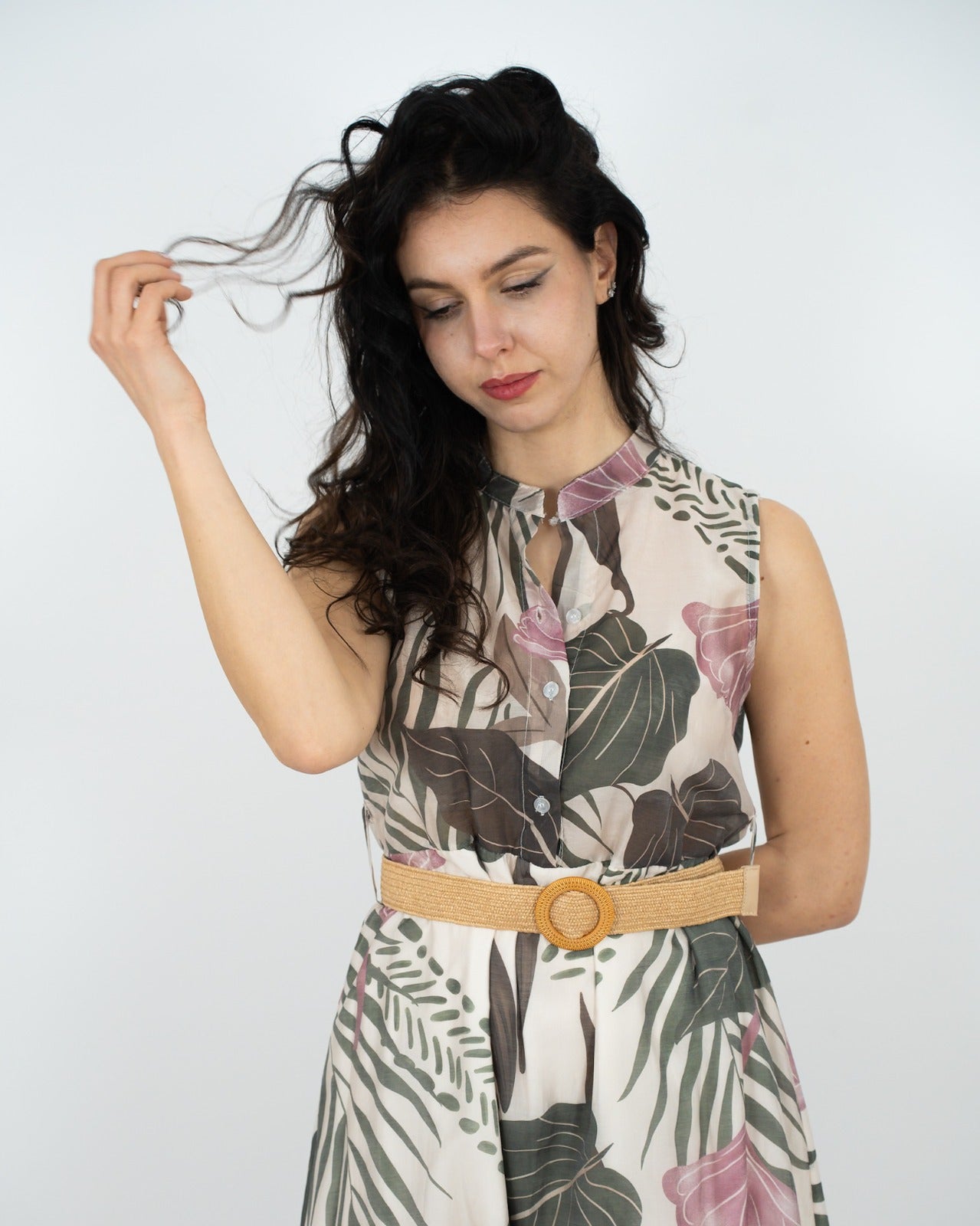 VESTITO MIDI SMANICATO A FANTASIA - rosa in paleTTe. abbigliamento