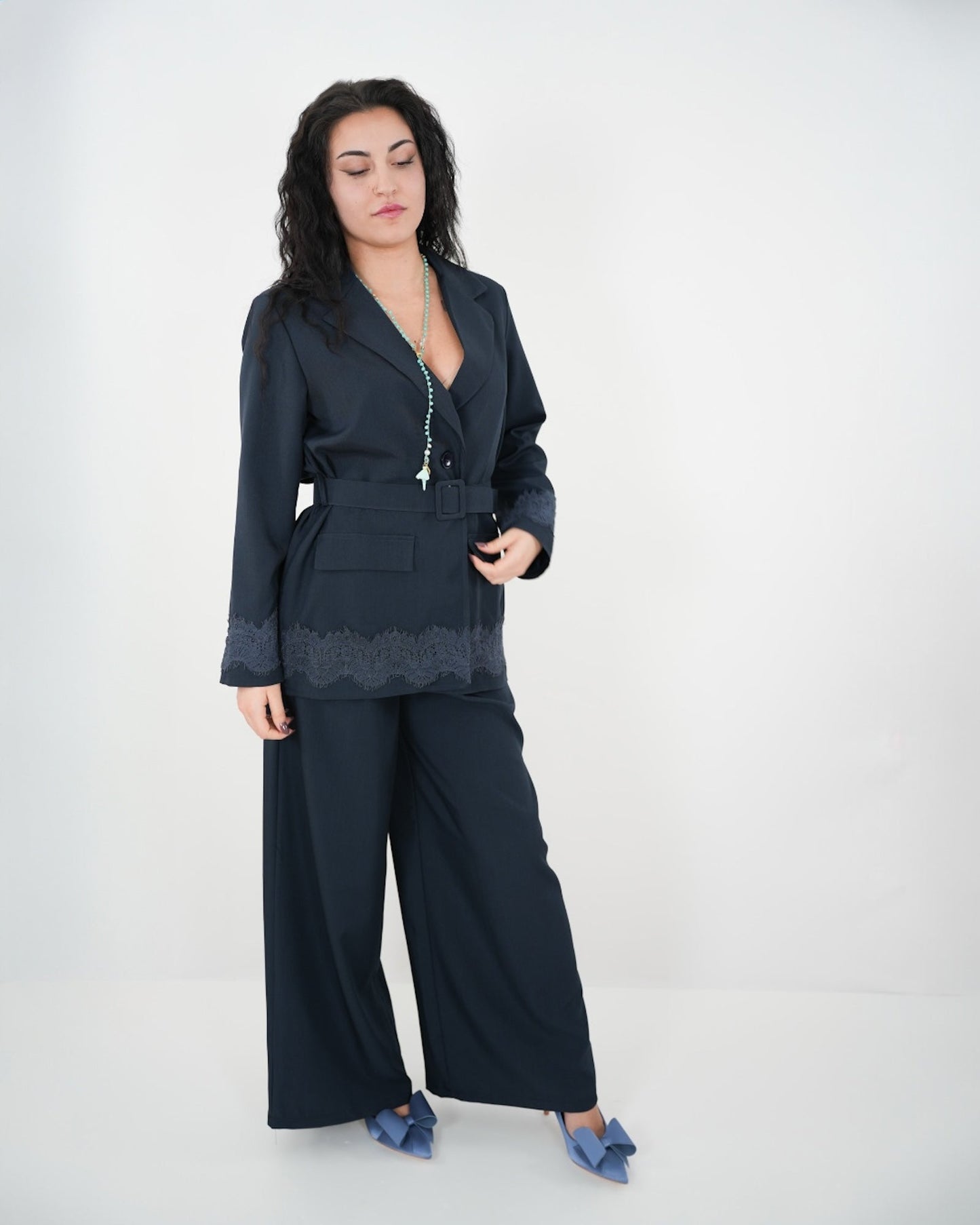 GIACCA & PANTALONE SET COMPLETO "Milly" BLU in paleTTe. abbigliamento