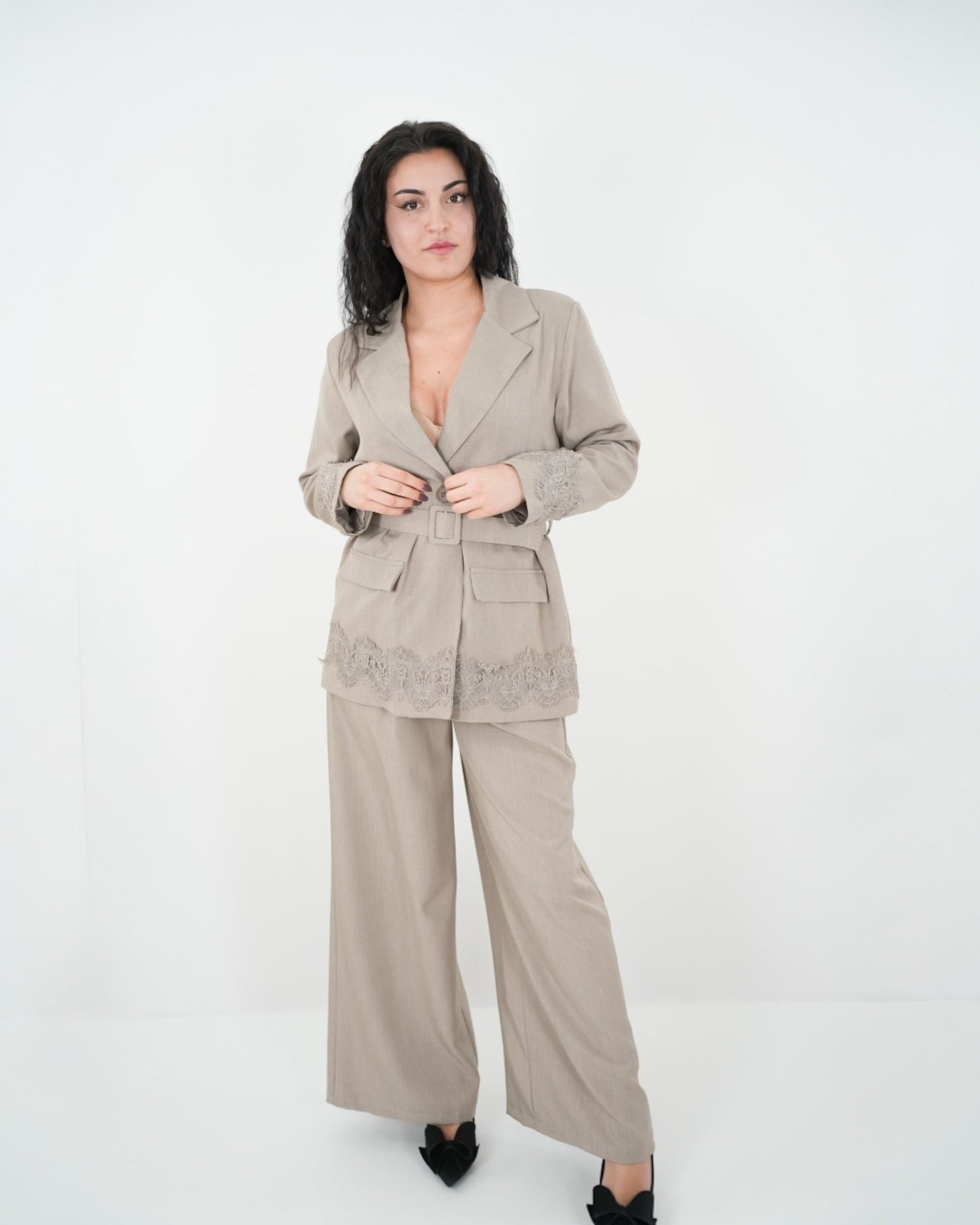 GIACCA & PANTALONE SET COMPLETO "Milly" TORTORA in paleTTe. abbigliamento