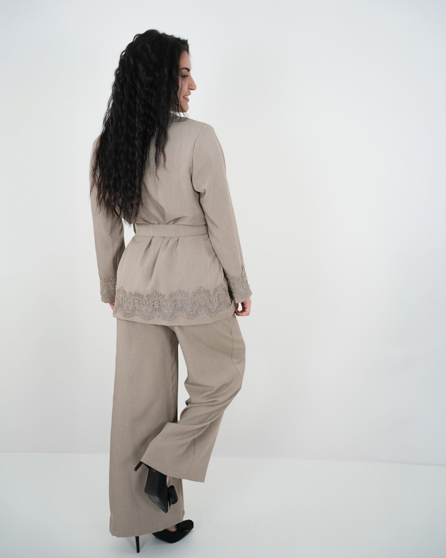 GIACCA & PANTALONE SET COMPLETO "Milly" TORTORA in paleTTe. abbigliamento