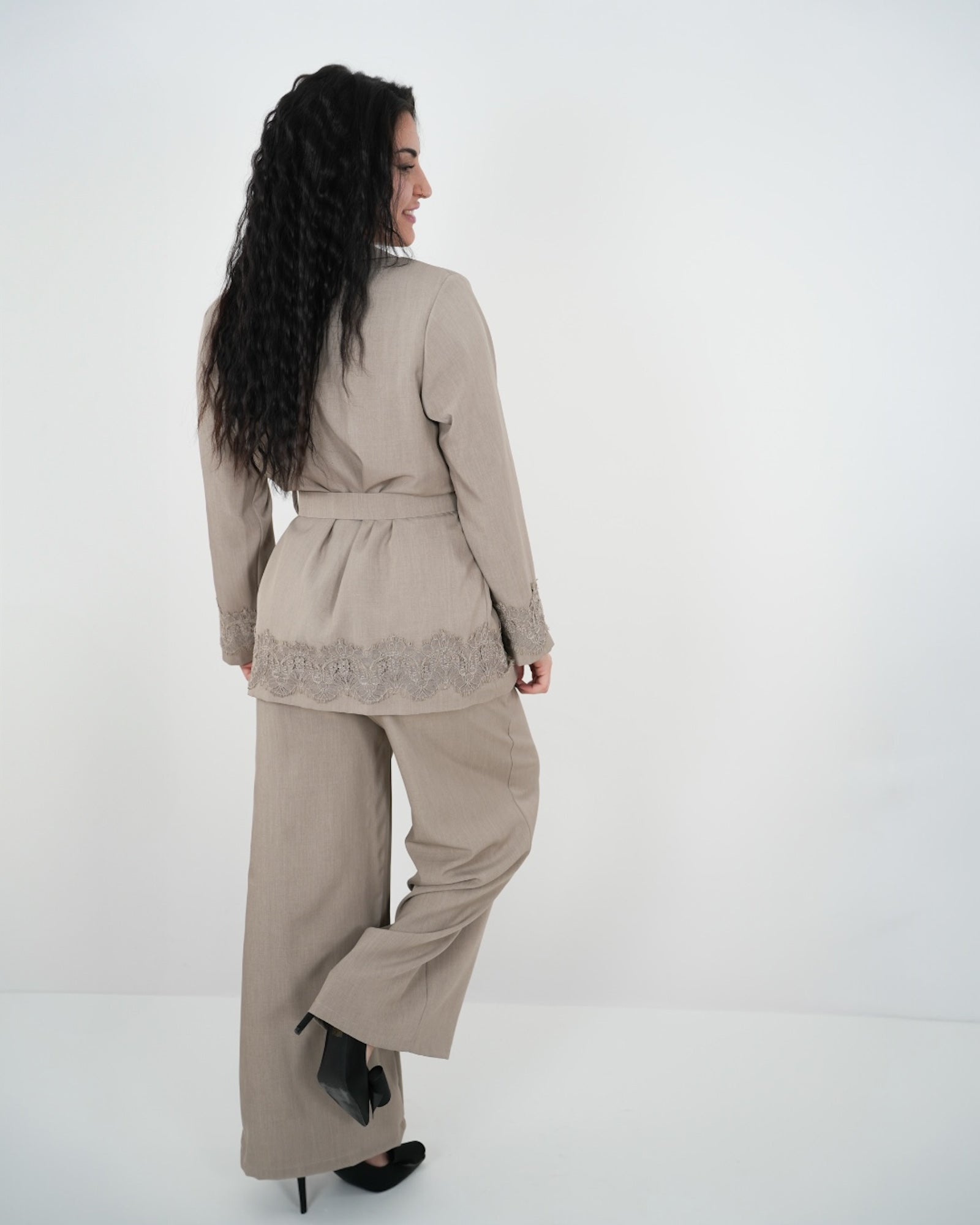 GIACCA & PANTALONE SET COMPLETO "Milly" TORTORA in paleTTe. abbigliamento