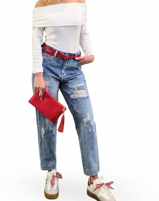 JEANS CON STRAPPI in paleTTe. abbigliamento
