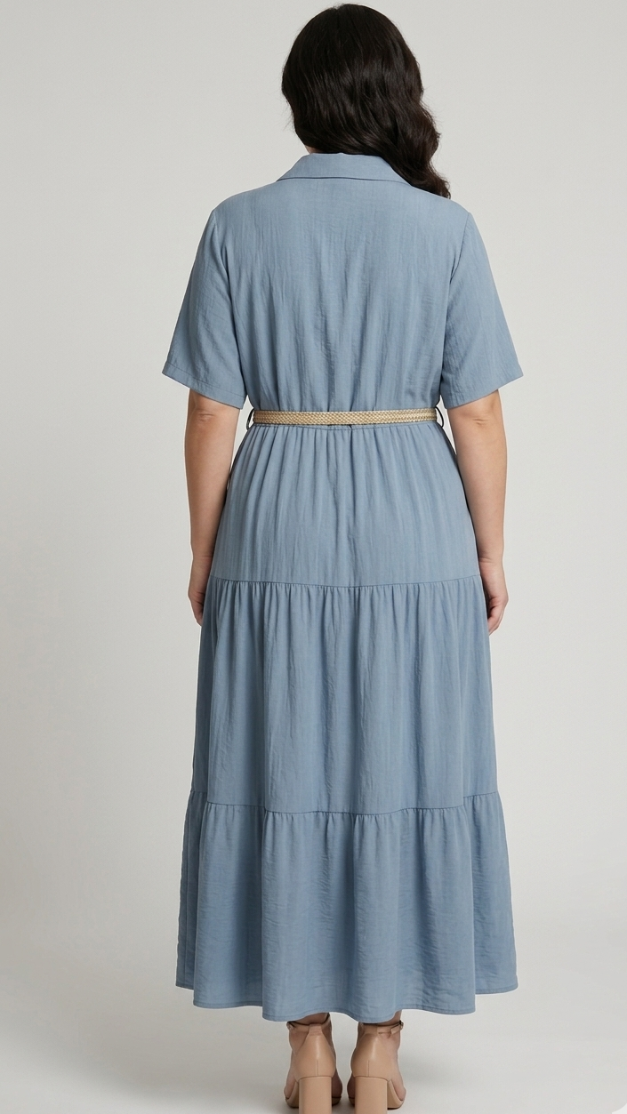 ABITO CHEMISIER MIDI AZZURRO - Collezione Comfort in paleTTe. abbigliamento