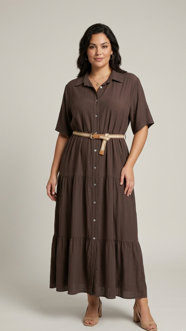 ABITO CHEMISIER MIDI  MARRONE - Collezione Comfort in paleTTe. abbigliamento