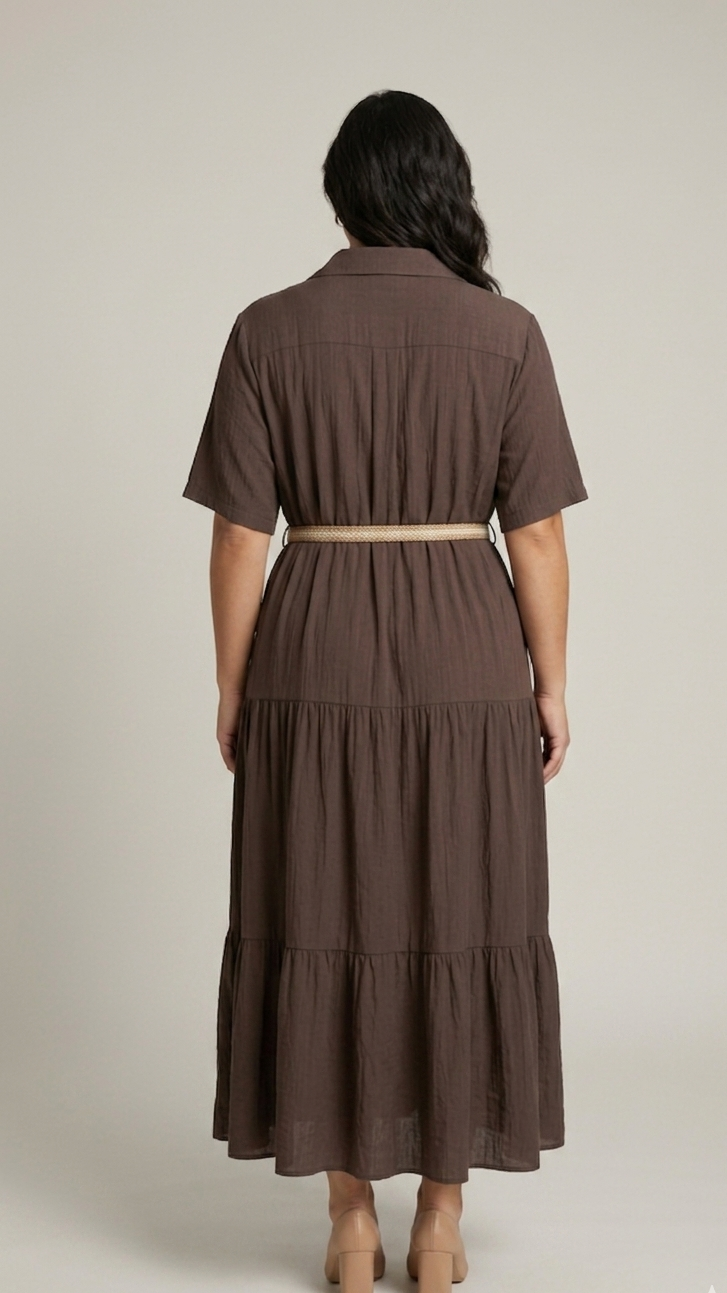 ABITO CHEMISIER MIDI  MARRONE - Collezione Comfort in paleTTe. abbigliamento