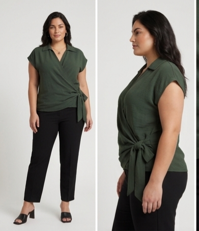 BLUSA A PORTAFOGLIO – Vestibilità Comfort in paleTTe. abbigliamento